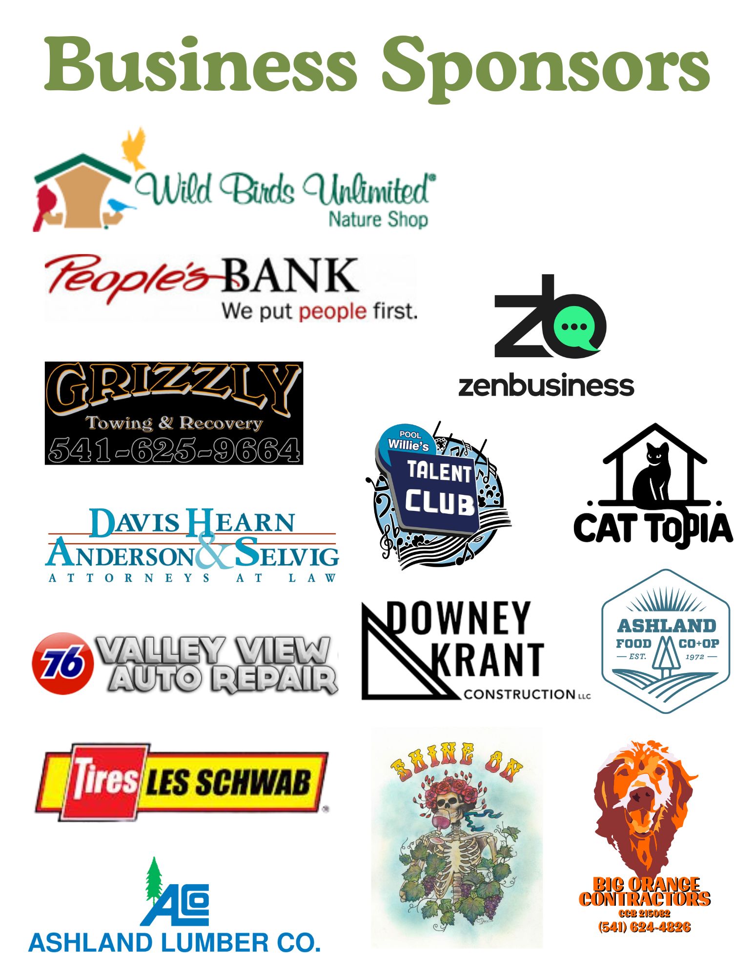 Klamath Bird Observatory Business Sponsors